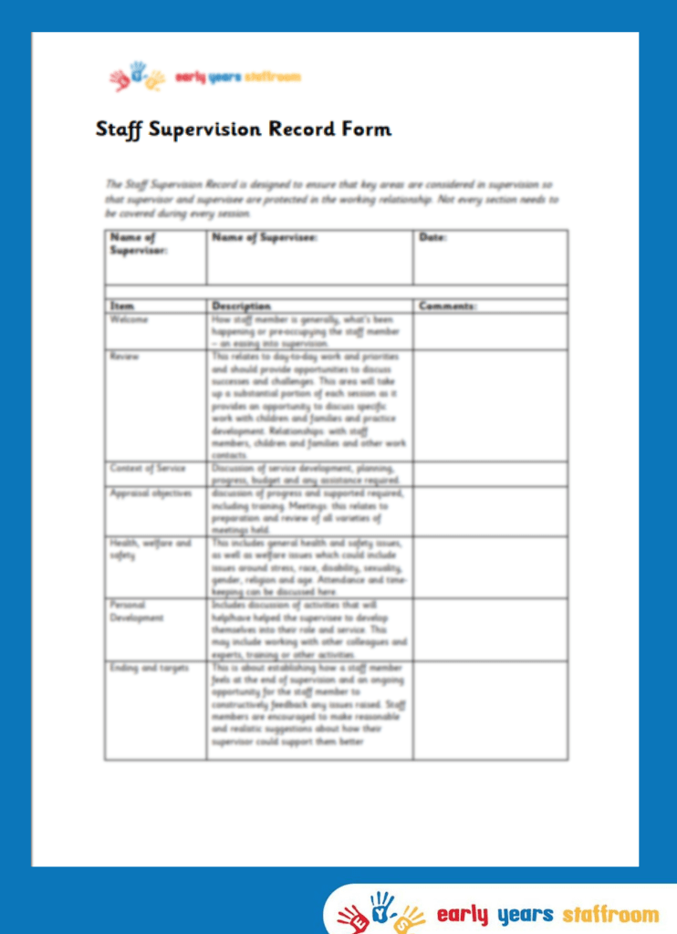 Staff Supervision Record Form