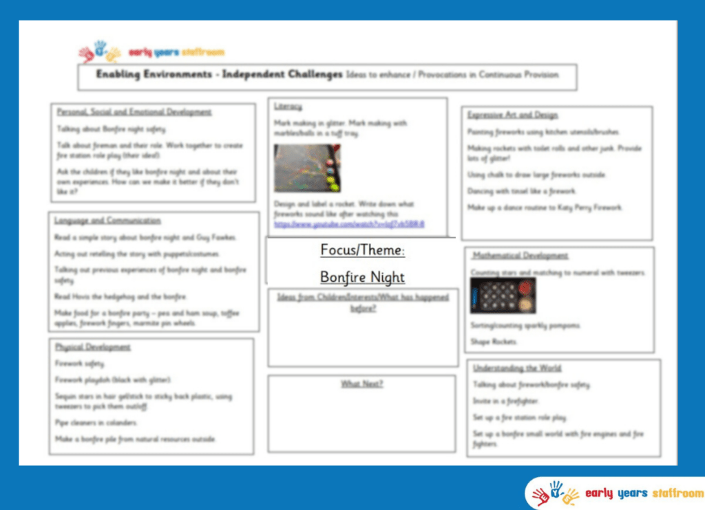 Early Years Planning Brainstorm Bonfire Night