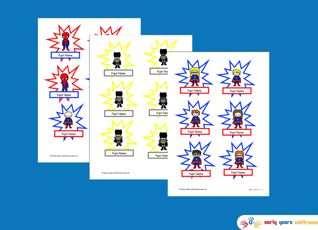 Superheros Name Labels for Pegs Editable