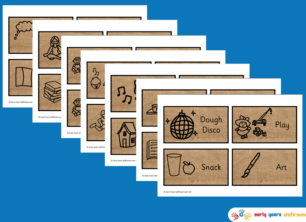 Early Years Visual Timetable (Large Hessian Background)