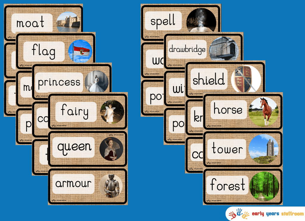 Fairy Tales Themed Word Cards (Hessian Background)