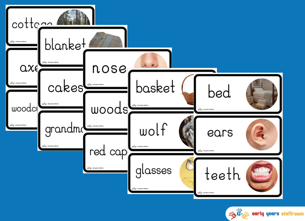 Little Red Riding Hood Themed Word Cards (White Background)
