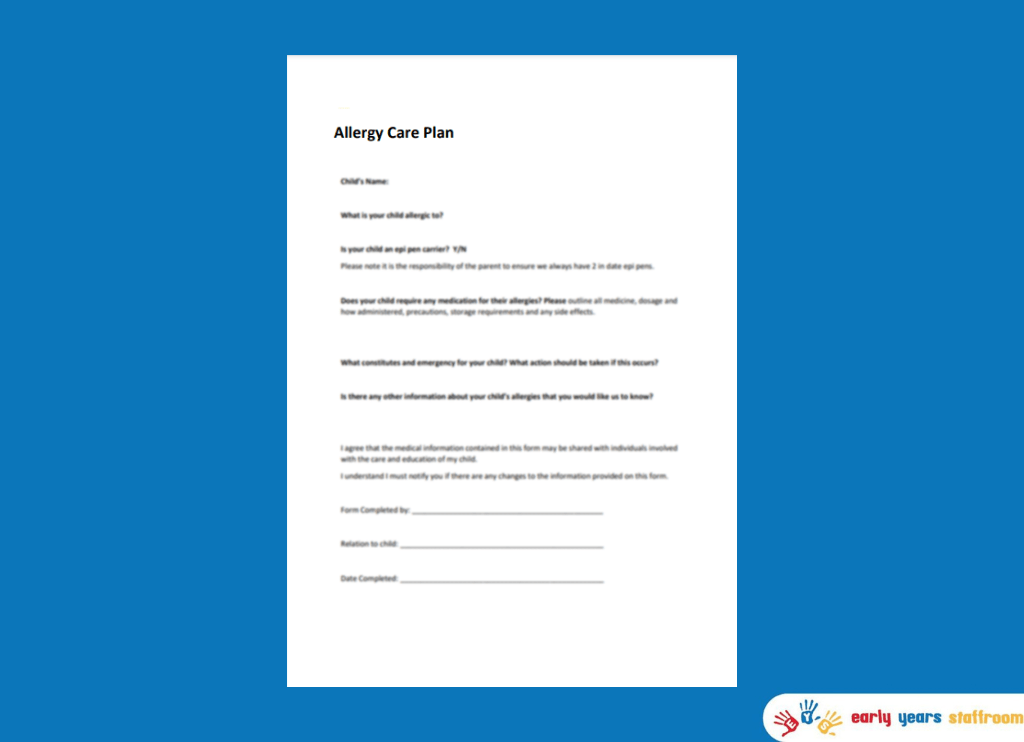 Allergy Care Plan - Editable