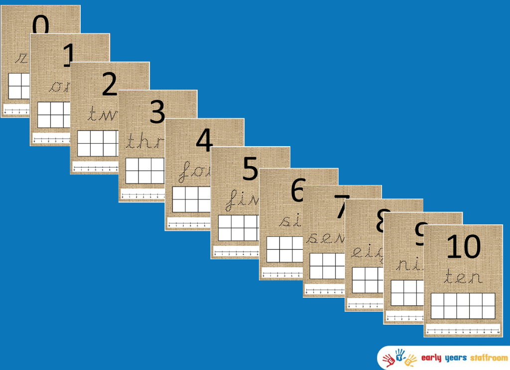 1-10 Tactile Hessian Number Resource (cursive font)