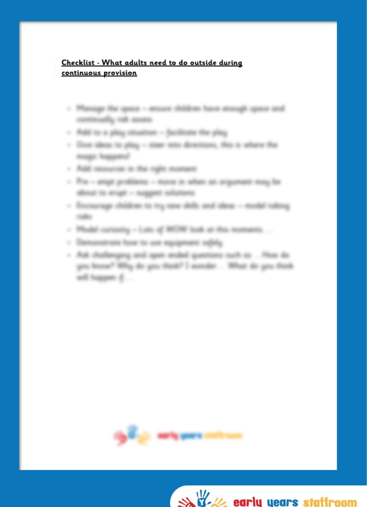 Checklist for Adults Outside