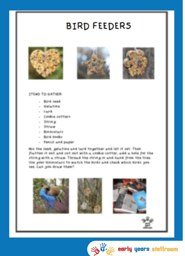 Bird Feeder Making Handout in Early Years Home Learning