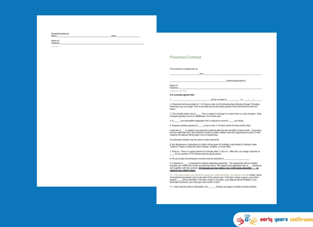 Preschool Contract Editable