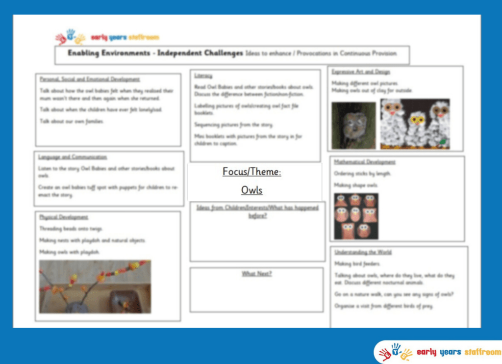 Early Years Planning Brainstorm Owls