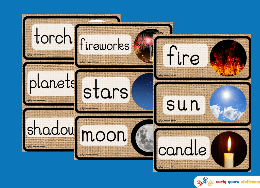 Light and Dark Word Cards - Hessian Background