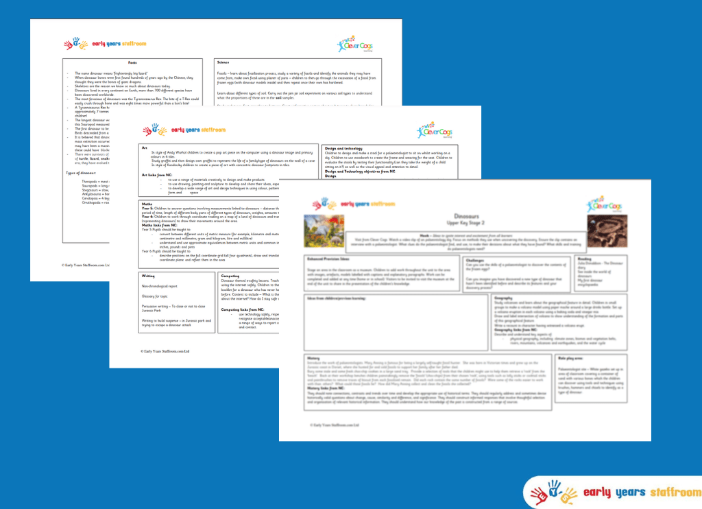 Upper KS2 Enhanced Planning Brainstorm for Dinosaurs