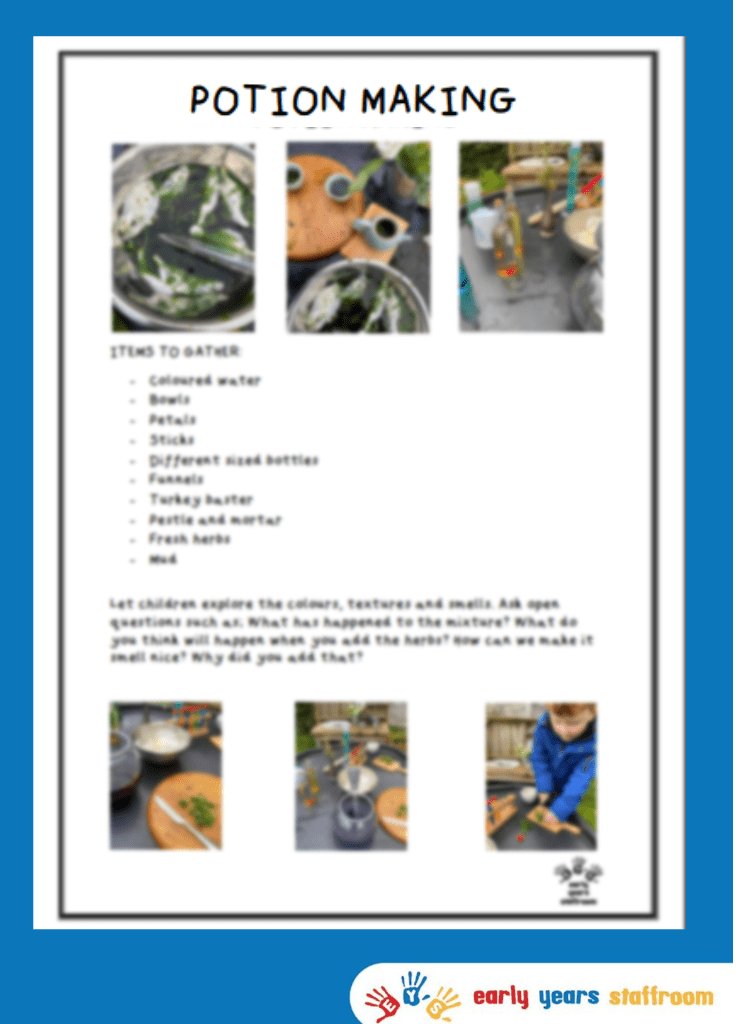 Potion Making Handout in Early Years Home Learning