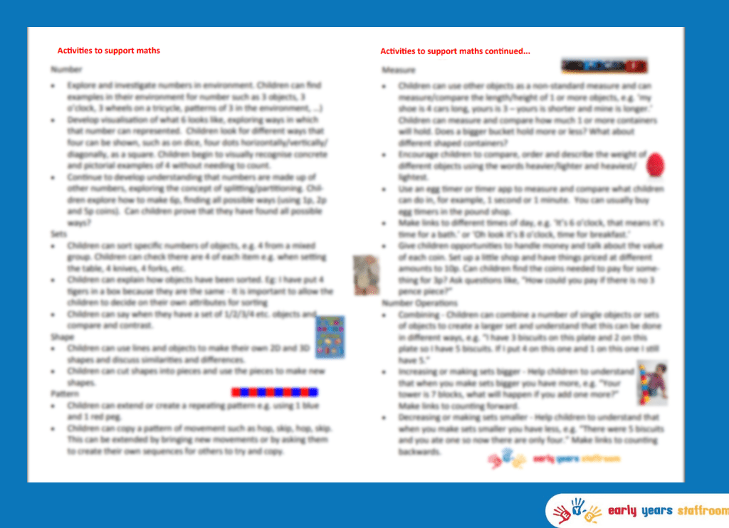 Maths Handout for Parents and Carers