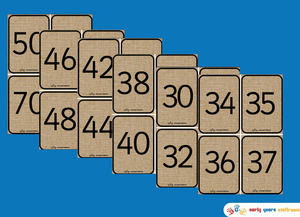 Hessian Number Flashcards 30 - 50 (Numbers only)