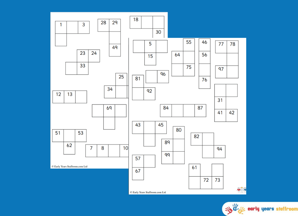 100 Square Jigsaw Missing Numbers