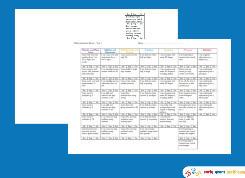 Year 1 Objective Record for Maths Books Maths Assessment