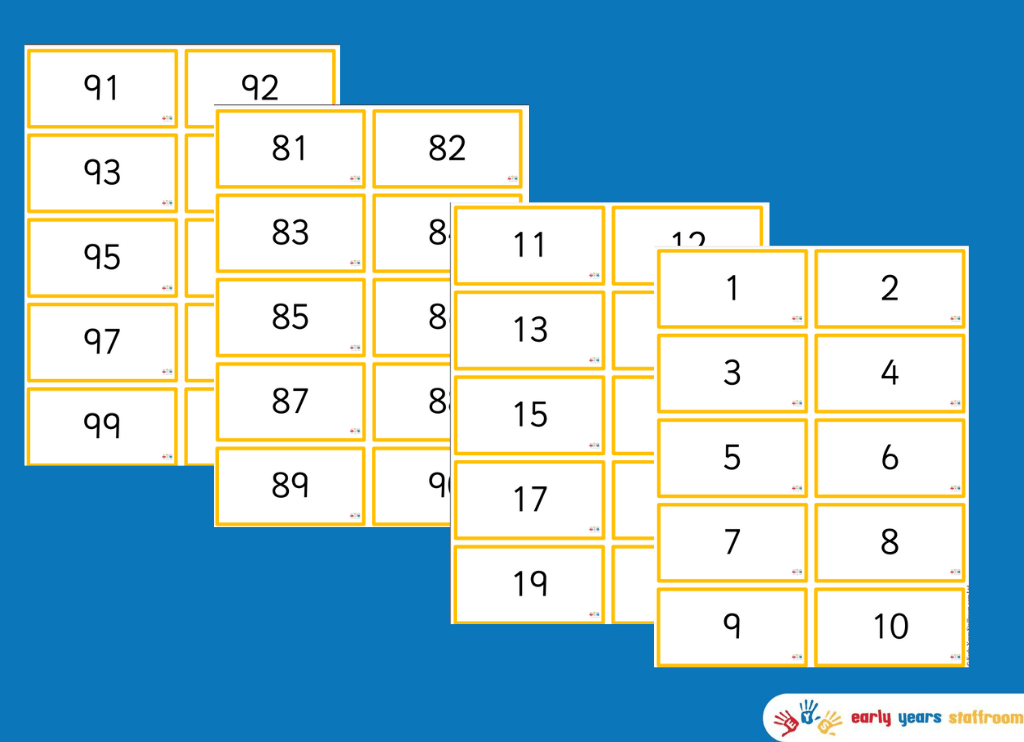 Number Cards Flashcards 1-100
