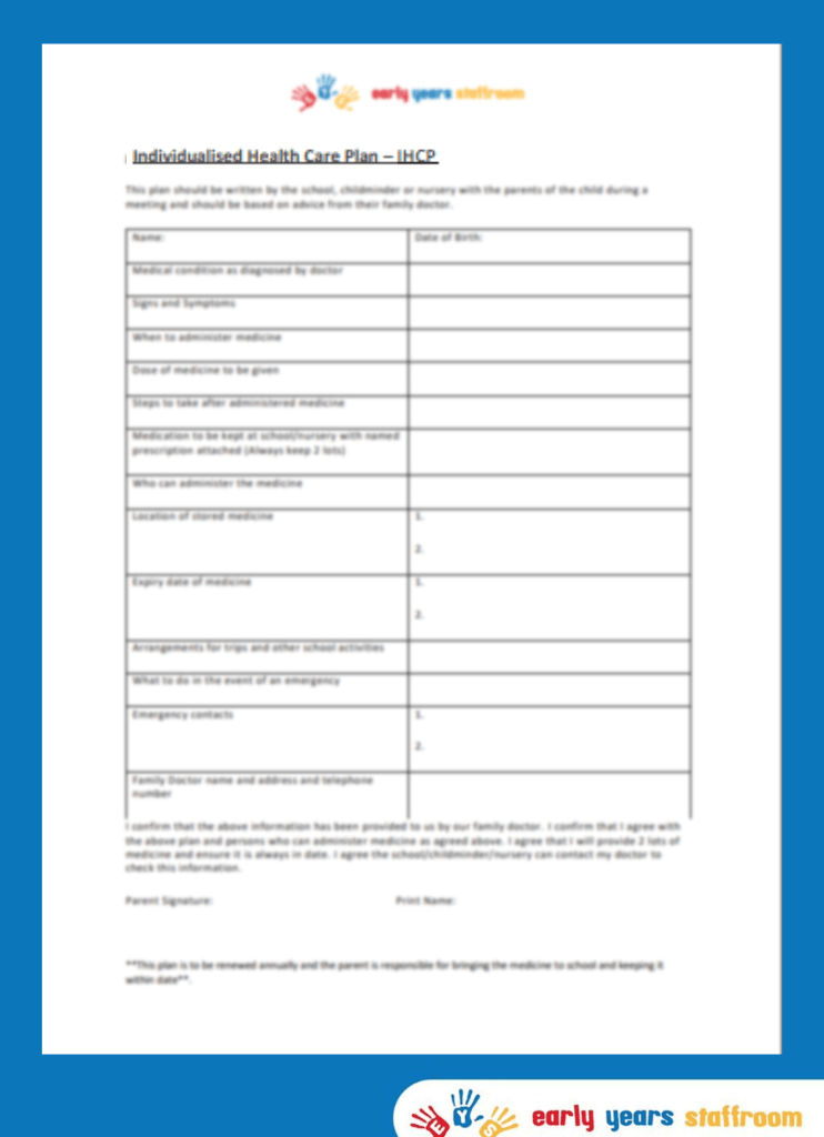 Individual Health Care Plan (IHCP)- Editable